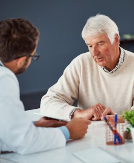 Senior patient managing ongoing prescription medications with a prescription savings card