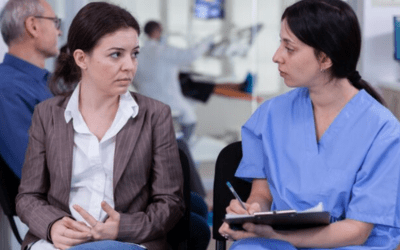 Applicant reviewing patient assistance program application documents